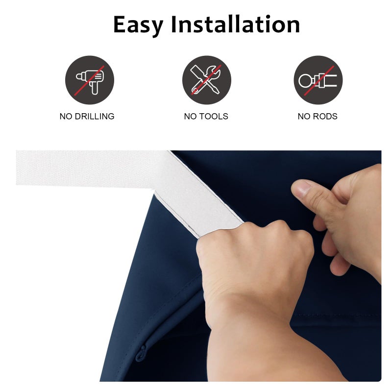 WdFour Small French Door Curtains with Silky Feel Thermal Insulated Noise Reducing Blackout Curtains for Glass Door Office (12W x 70L  1 Panel  Navy Blue) - Image 3